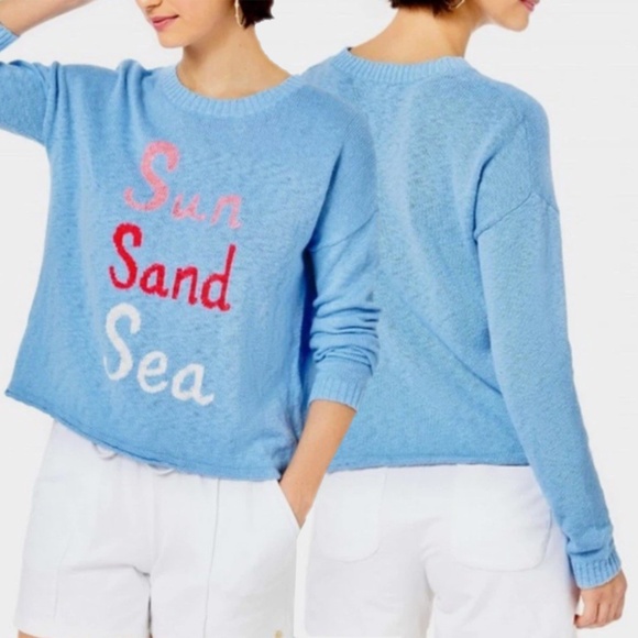 Lilly Pulitzer Pippy Sweater Blue Peri Sun Sand Sea Size Small - Picture 1 of 8